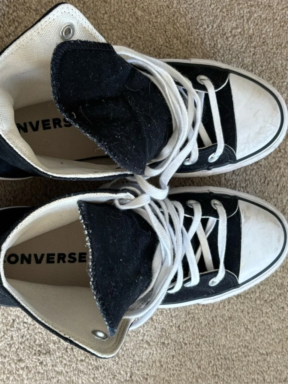 Converse Platform Black and White High Top Sneakers - Picture 2 of 5